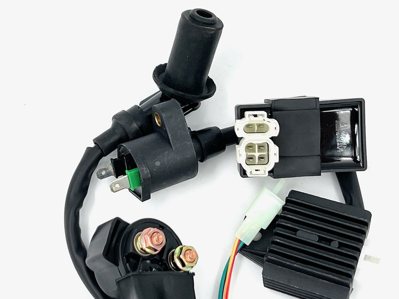CDI, coil, spenningsregulator og startrelé til GY6 motorer
