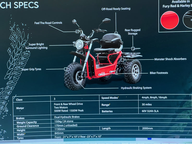 INVADER elektrisk 3-hjuling med drift på alle hjul