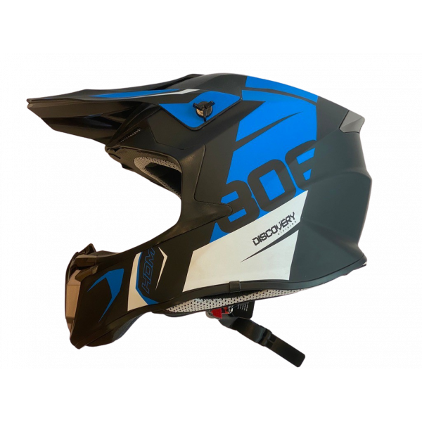 HDM  806 - hjelm i mattsort/blå  dekor XS (53-54cm)